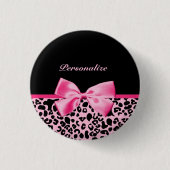 Modisches rosa und schwarzes Leopard-Pink-Band Button (Vorderseite)