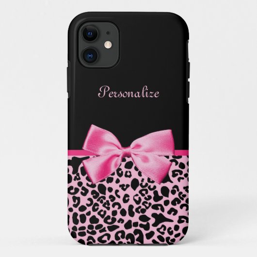 Modisches rosa und schwarzes Leopard-Pink-Band Case-Mate iPhone Hülle (Rückseite)