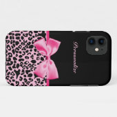 Modisches rosa und schwarzes Leopard-Pink-Band Case-Mate iPhone Hülle (Rückseite (Horizontal))