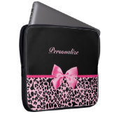 Modisches rosa und schwarzes Leopard-Pink-Band Laptopschutzhülle (Vorne Rechts)
