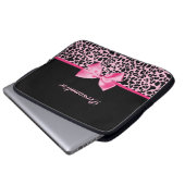 Modisches rosa und schwarzes Leopard-Pink-Band Laptopschutzhülle (Vorne Knopf)