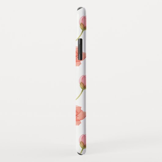 Modisches rotes Aquarell-Blumenmuster-Monogramm Case-Mate iPhone Hülle (Hinten/Rechts)