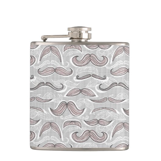 Modisches Schnurrbart-Muster Flachmann (Vorderseite)