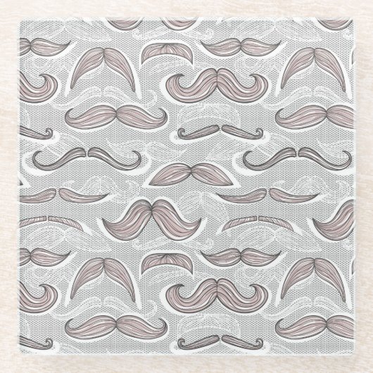 Modisches Schnurrbart-Muster Glasuntersetzer (Vorderseite)