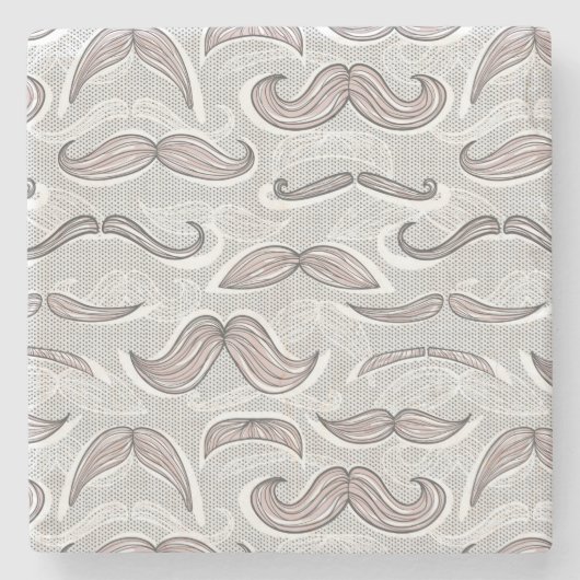 Modisches Schnurrbart-Muster Steinuntersetzer (Vorderseite)