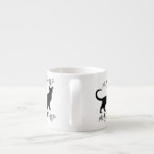 Modisches schwarze Katzenmeow-Skript Espressotasse (Rückseite)