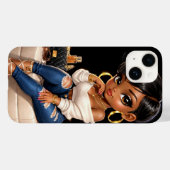 Modisches schwarzes Mädchen-Handyhülle – Luxus-Äst Case-Mate iPhone Hülle (Rückseite (Horizontal))