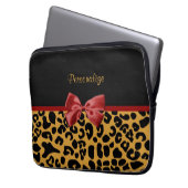 Modisches Schwarzes und Goldleopard-Druck-roter Laptopschutzhülle (Vorderseite Links)