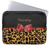 Modisches Schwarzes und Goldleopard-Druck-roter Laptopschutzhülle (Vorderseite)