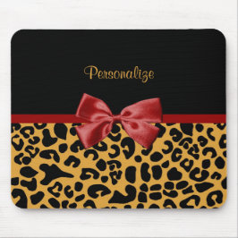 Modisches Schwarzes und Goldleopard-Druck-roter Mousepad