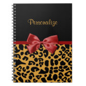 Modisches Schwarzes und Goldleopard-Druck-roter Notizblock (Vorderseite)