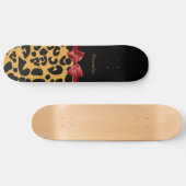 Modisches Schwarzes und Goldleopard-Druck-roter Skateboard (Horizontal)