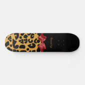 Modisches Schwarzes und Goldleopard-Druck-roter Skateboard (Horizontal)