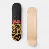 Modisches Schwarzes und Goldleopard-Druck-roter Skateboard (Vorderseite)