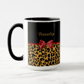 Modisches Schwarzes und Goldleopard-Druck-roter Tasse (Links)