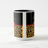 Modisches Schwarzes und Goldleopard-Druck-roter Tasse (Zentrum)