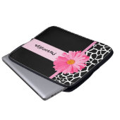 Modisches Schwarzweiss-Giraffen-Rosa-Gänseblümchen Laptopschutzhülle (Vorne Knopf)