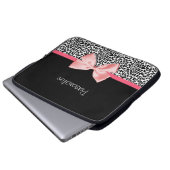 Modisches Schwarzweiss-Leopard-Druck-Rosa-Band Laptopschutzhülle (Vorne Knopf)