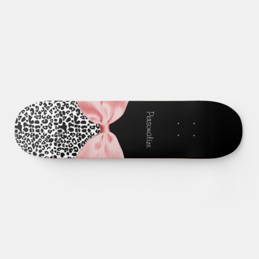 Modisches Schwarzweiss-Leopard-Druck-Rosa-Band Skateboard (Horizontal)