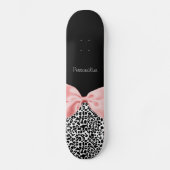 Modisches Schwarzweiss-Leopard-Druck-Rosa-Band Skateboard (Vorderseite)