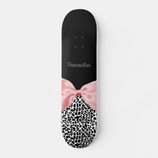 Modisches Schwarzweiss-Leopard-Druck-Rosa-Band Skateboard (Vorderseite)