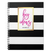 Modisches Schwarzweiss-Streifen-Gold und Notizblock (Vorderseite)