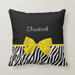 Modisches Schwarzweiss-Zebra-Druck-Gelb-Band Kissen