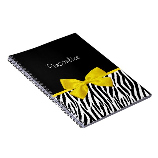 Modisches Schwarzweiss-Zebra-Druck-Gelb-Band Notizblock (Rechte Seite)