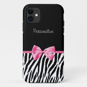 Modisches Schwarzweiss-Zebra-Druck-Rosa-Band Case-Mate iPhone Hülle