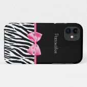 Modisches Schwarzweiss-Zebra-Druck-Rosa-Band Case-Mate iPhone Hülle (Rückseite (Horizontal))