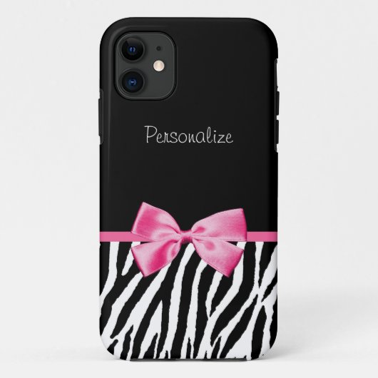 Modisches Schwarzweiss-Zebra-Druck-Rosa-Band Case-Mate iPhone Hülle (Rückseite)