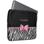 Modisches Schwarzweiss-Zebra-Druck-Rosa-Band Laptopschutzhülle (Vorne Rechts)