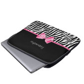 Modisches Schwarzweiss-Zebra-Druck-Rosa-Band Laptopschutzhülle (Vorne Knopf)