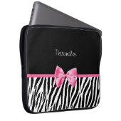 Modisches Schwarzweiss-Zebra-Druck-Rosa-Band Laptopschutzhülle (Vorne Rechts)