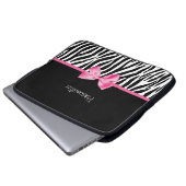 Modisches Schwarzweiss-Zebra-Druck-Rosa-Band Laptopschutzhülle (Vorne Knopf)