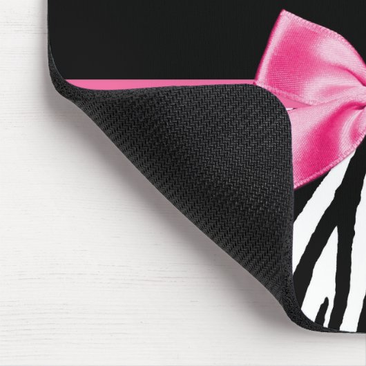 Modisches Schwarzweiss-Zebra-Druck-Rosa-Band Mousepad (Ecke)