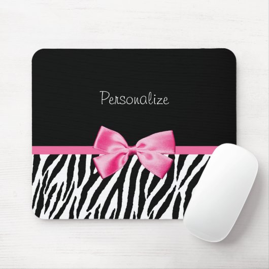 Modisches Schwarzweiss-Zebra-Druck-Rosa-Band Mousepad (Mit Mouse)