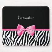 Modisches Schwarzweiss-Zebra-Druck-Rosa-Band Mousepad (Vorne)