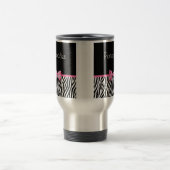 Modisches Schwarzweiss-Zebra-Druck-Rosa-Band Reisebecher (Mittel)