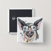 Modisches Schwein Button (Vorne & Hinten)