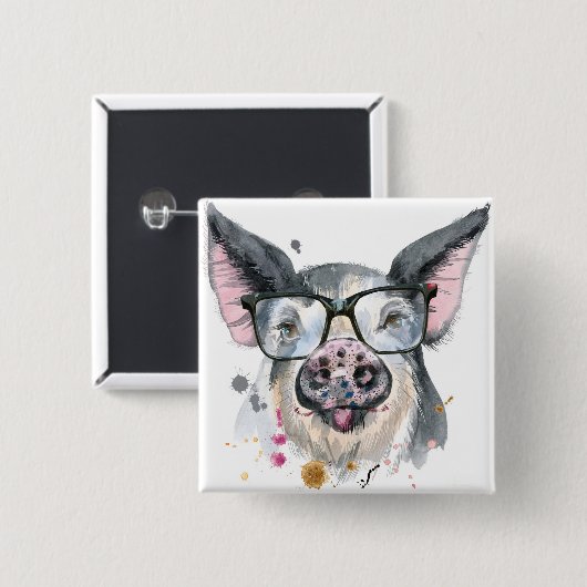 Modisches Schwein Button (Vorne & Hinten)