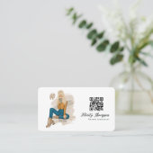 Modisches Selfie-Mädchen QR-Code Visitenkarte (Stehend Vorderseite)