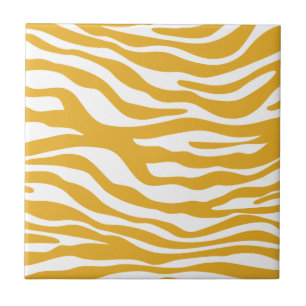 Modisches Senf-Gelbzebra-Druck-Muster Fliese