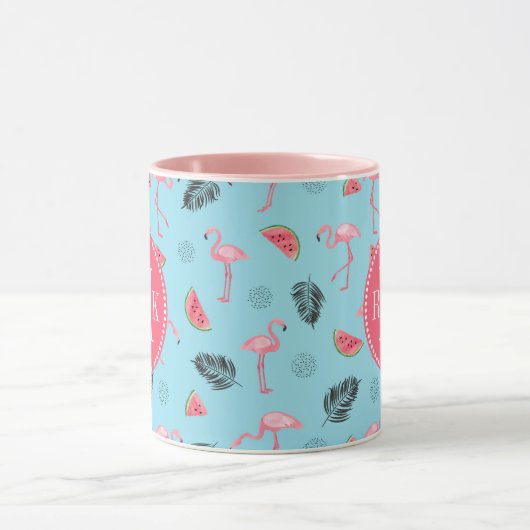 Modisches tropisches Flamingo-u. Tasse (Zentrum)