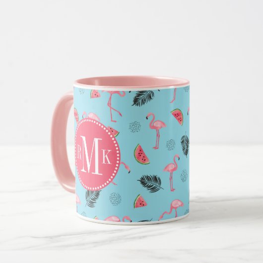 Modisches tropisches Flamingo-u. Tasse (Vorderseite Links)