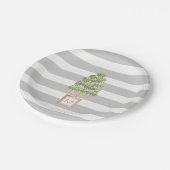 Modisches Weihnachtsbaummonogramm, Feiertagsdekor Pappteller (Schrägansicht)