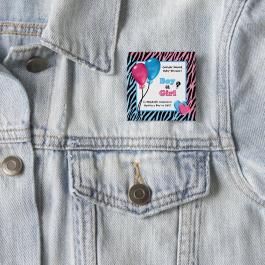 Modisches Zebra-Druck-Geschlecht decken Babyparty Button (Beispiel)