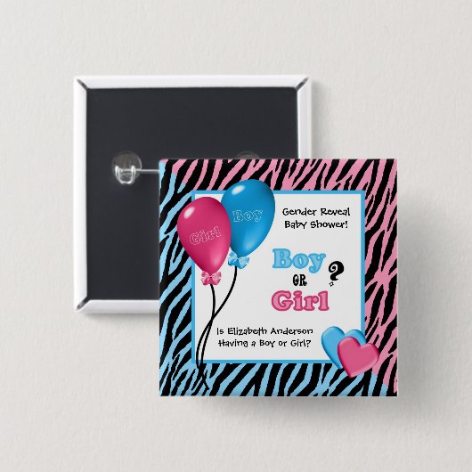 Modisches Zebra-Druck-Geschlecht decken Babyparty Button (Vorne & Hinten)