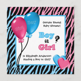 Modisches Zebra-Druck-Geschlecht decken Babyparty Einladung