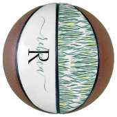 Modisches Zebramuster | Monogramm Basketball (Vertikal)